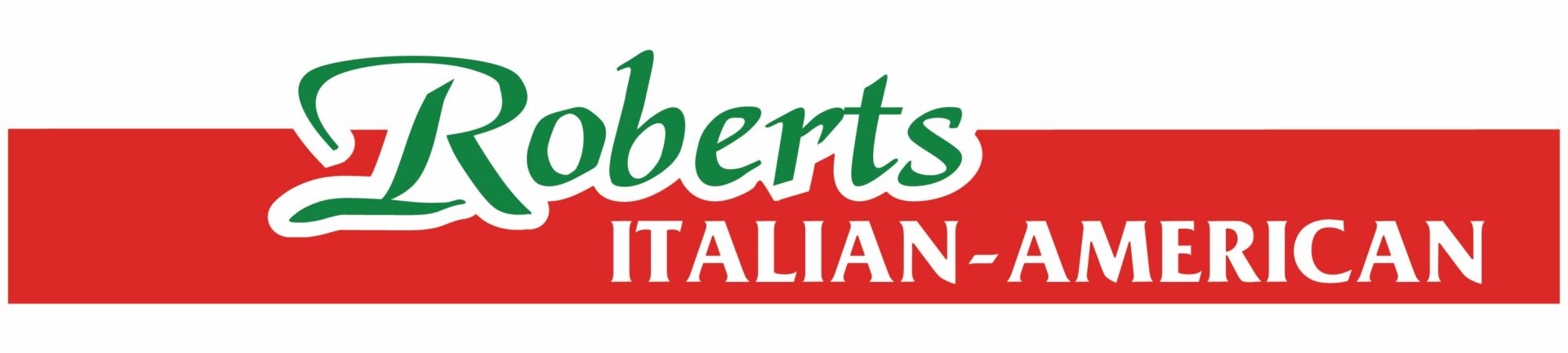 A red and green logo for roberts italian.